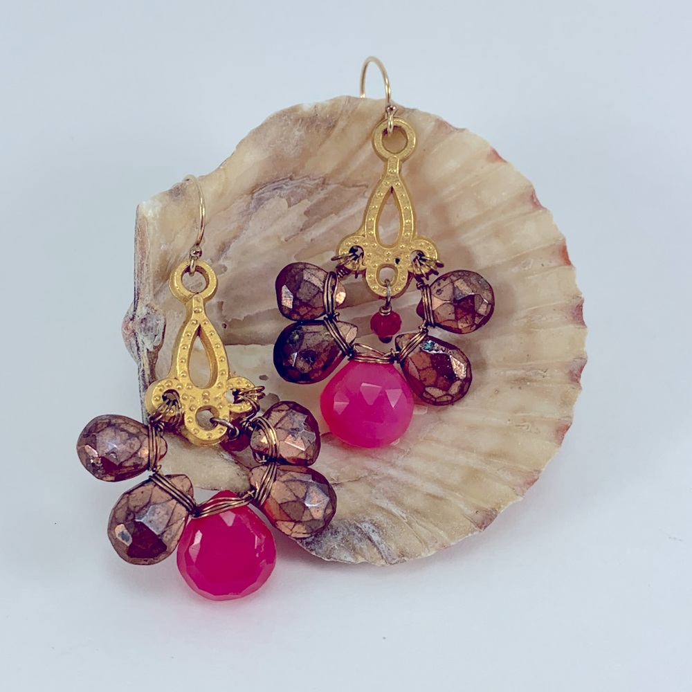 Artsy Wire-Wrapped Vintage Chandelier Earrings